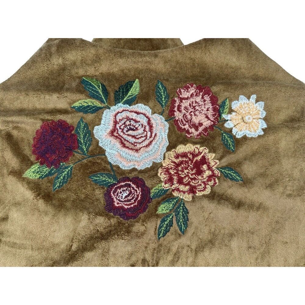 Altar’d State Suede Floral Brown Embroidered Racerback Slip Dress Women’s Small - Picture 8 of 13